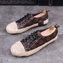 Summer grass choreography fisherman shoes male Korean version Trend Breathable 100 Hitch Plate Shoes Linen Casual Shoes Net Red and Damp Shoes