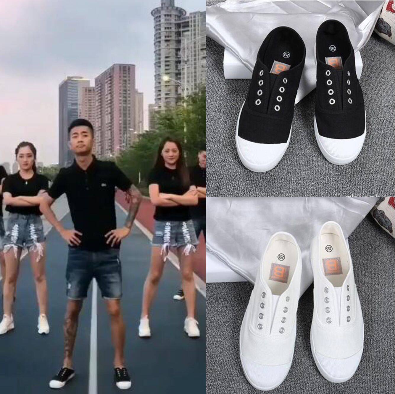 Summer new canvas shoes Kuaishou celebrity Liu Chacha with the same trendy men's casual shoes spiritual social guy beanie shoes