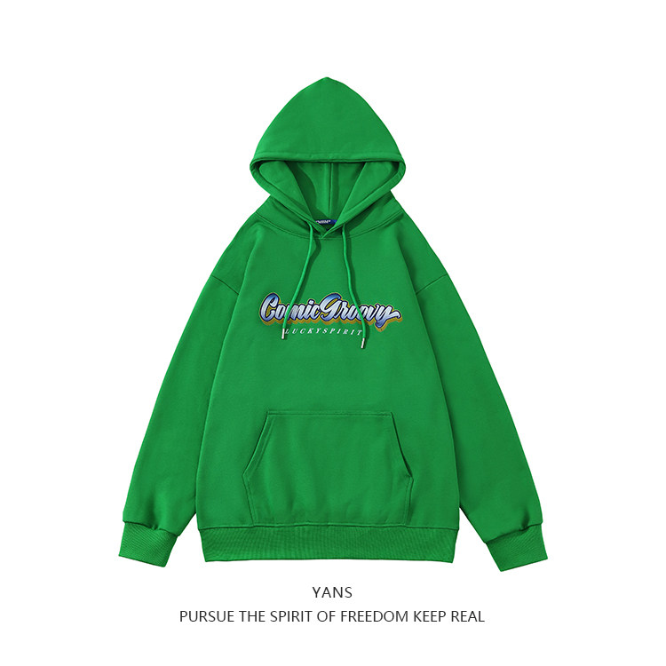 YANS simple letter print hooded sweater female student bf wind street loose couple jacket top ins tide