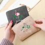 Ví nữ ngắn đoạn INS net đỏ hồng flamingo mờ PU da thêu ví nữ sinh viên - Ví / chủ thẻ ví ysl