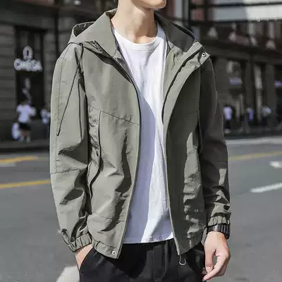 Jacket jacket coat men's tide Spring and Autumn New Korean trend Handsome Men's autumn hooded casual men's autumn clothes