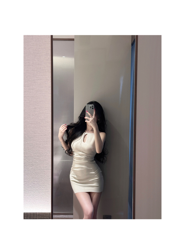 Softruan Romantic Birthday Hollow-Out Design Strap Dress Elegant Pure Desire Bodycon Dress