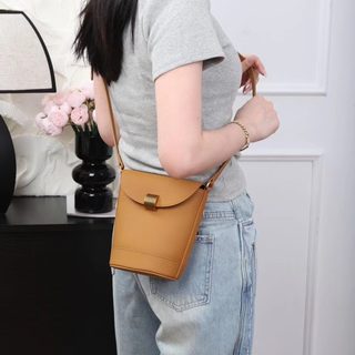 First layer cowhide bucket bag women's mobile phone bag