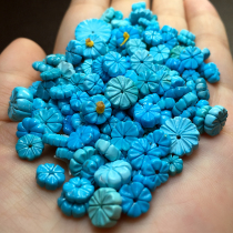 Shiyan original mine high porcelain blue turquoise carving boutique jade sunflower spacer bead Ping buckle pendant accessories