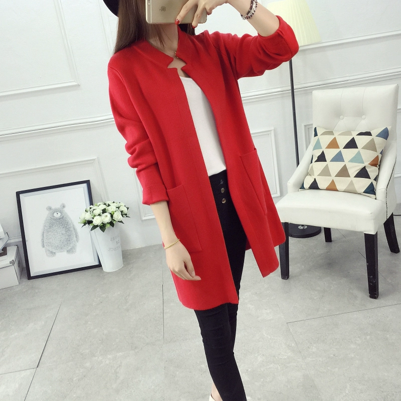 Áo len dệt kim nữ cardigan 2020 mùa xuân phiên bản mới Hàn Quốc lỏng lẻo dài tay áo len màu trơn áo len thủy triều - Vòng cổ áo len