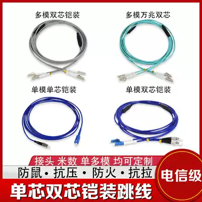Carrier-grade rat-proof armored fiber optic jumper LC-LC LC-FC-SC Single-mode single-core multi-mode dual-core 10 Gigabit OM3
