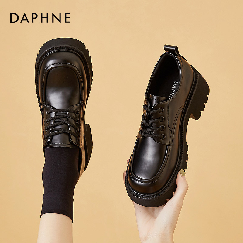 Daphne Women's Leather Shoes 2026 New Autumn and Winter Genuine Leather Breathable Chunky Heel Thick-Soled British Style Loafers for Women Daphne Women's Leather Shoes 2026 New Autumn and Winter Genuine Leather Breathable Chunky Heel Thick-Soled British Style Loafers for Women