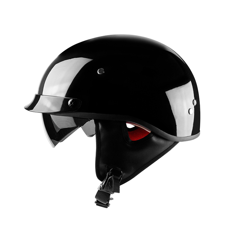 VOSS motorcycle Harley helmet vintage scoop helmet Men's and women's half helmet Semi-duplex helmet cruise helmet XXL64 head circumference