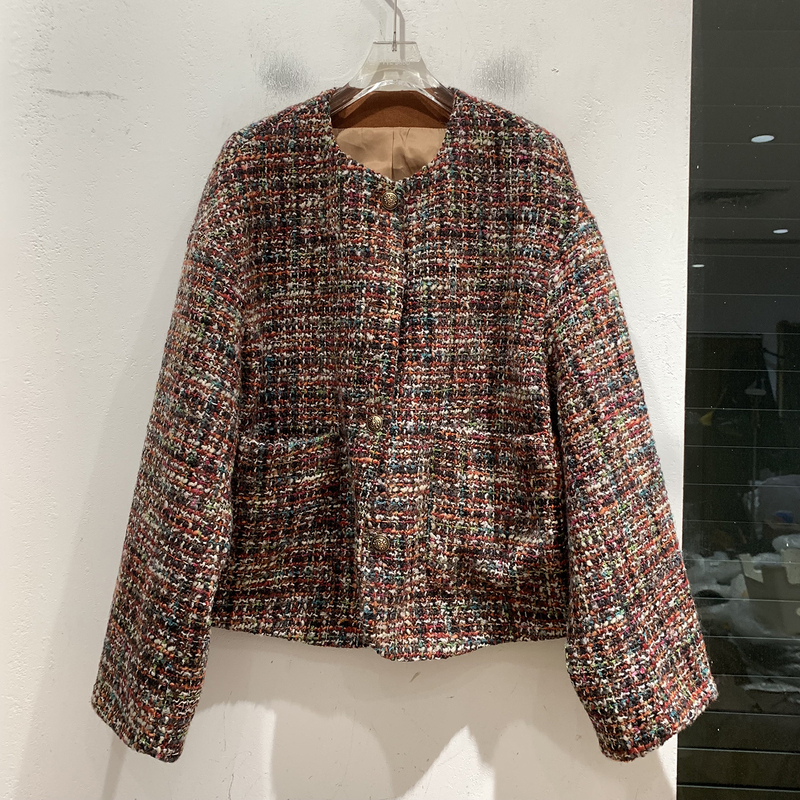 European-Style Boutique Real Shot of Floral Patterned Jacket for Women, Autumn 2026 New Model, Loose Fit, Round Neck, Single-Breasted Women's Jacket European-Style Boutique Real Shot of Floral Patterned Jacket for Women, Autumn 2026 New Model, Loose Fit, Round Neck, Single-Breasted Women's Jacket