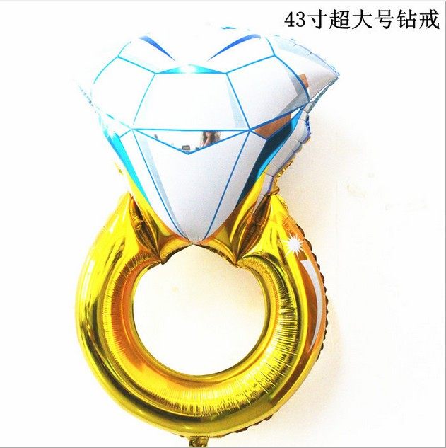 Explosive 30inch oversized aluminum foil balloon diamond ring for