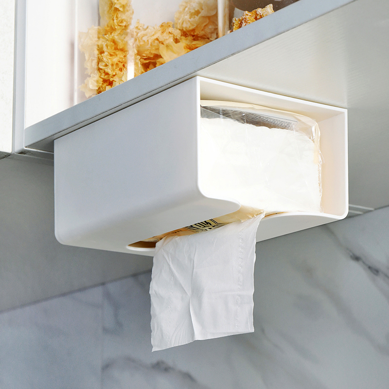 Paper towel rack perforated-free kitchen sticky wall-mounted tissue box overall under the cabinet tissue hanger powder room paper storage