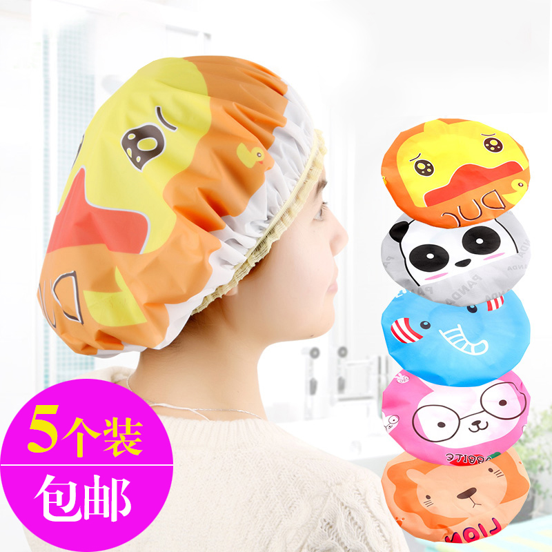 Cute Cartoon Cute shower bath hat anti-smoke and waterproof shampoo hat adult women's shower bath hat 5 clothes