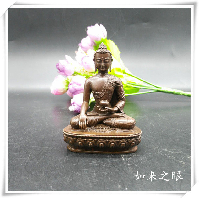 7cm Seiko grade Taiwan pure copper antique Tantric portable small Buddha Statue Shakyamuni Buddha can be hidden