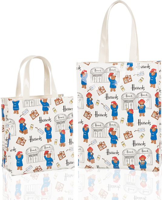 Harrods White Pudding Bear Tote Bag Shoulder Bag Pvc Waterproof Work Lunch Bag Student Printed Handbag