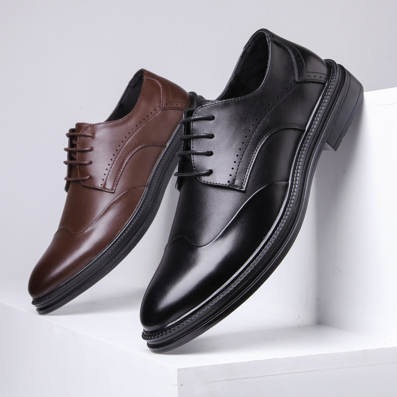 Europe and America Italy New Interior Heightened Men's Shoes Black Casual English Style Business Dress Shoes Men's Suit Shoes