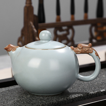 Ru kilo big number teapot single pot open sheet can raise Ru porcelain hand grip Ruyi pot ceramic power tea with tea tea pot for home