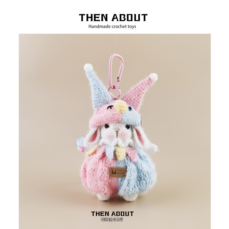 Thenabout Small Clown Candy Rabbit Plush Toy Bag Pendant Keychain High-End Gift