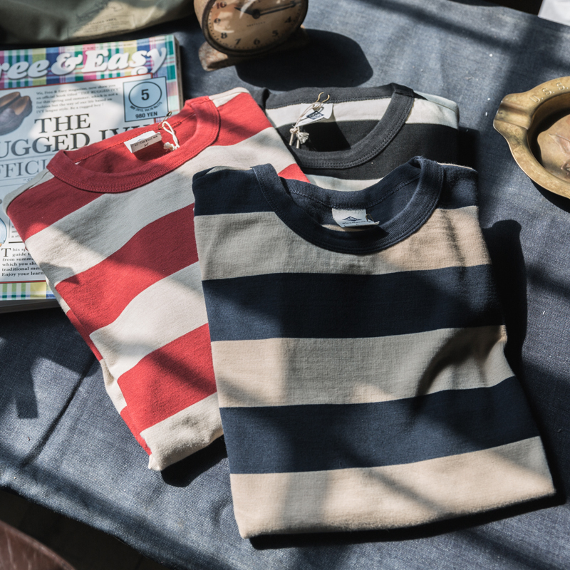 Summer New Product Non Stock Heavy Thickened Horizontal Striped Short-Sleeved T-Shirt Men's Prisoner Stripe Half-Sleeve T-Shirt