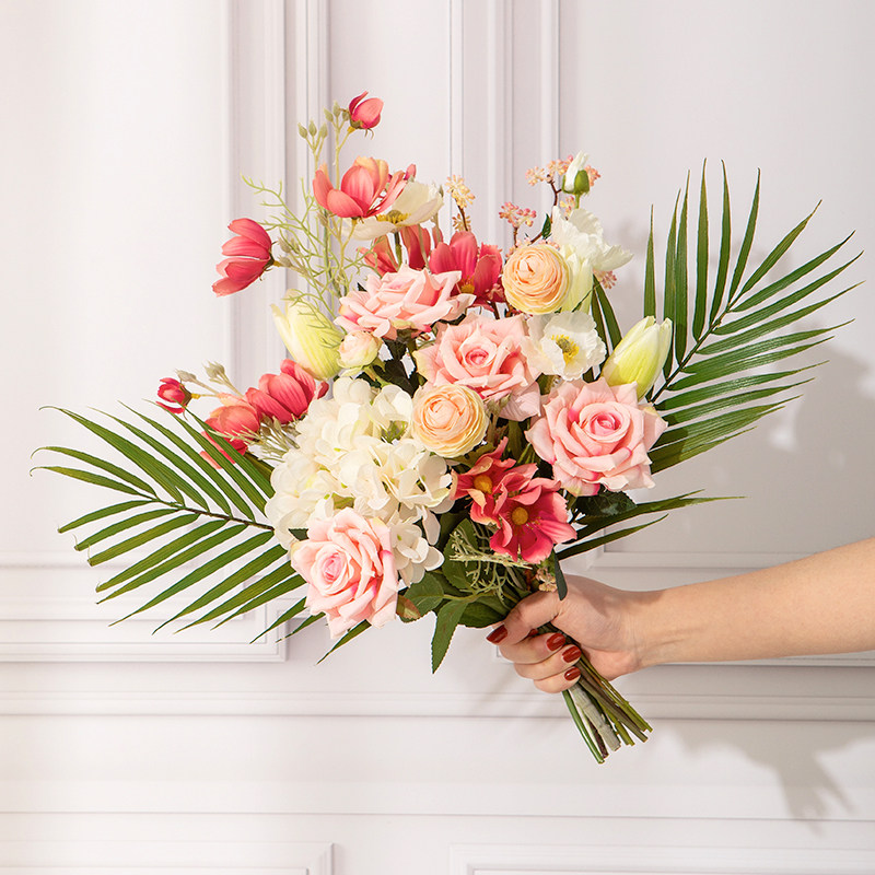 Modern minimalist Living room Creative emulated floral flower arrangement swinging pieces Home Decorative Ceramic Vases Silk Bouquet Floral Furnishing