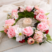 Handmade flower ring door ring door lintel lintel wall decoration fake flower emulated flower wall-hanging festival New Year New house decoration furnishing