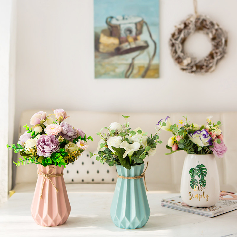 Fake flower simulation flower set floral home dining table living room decoration silk flower small fresh vase flower arrangement