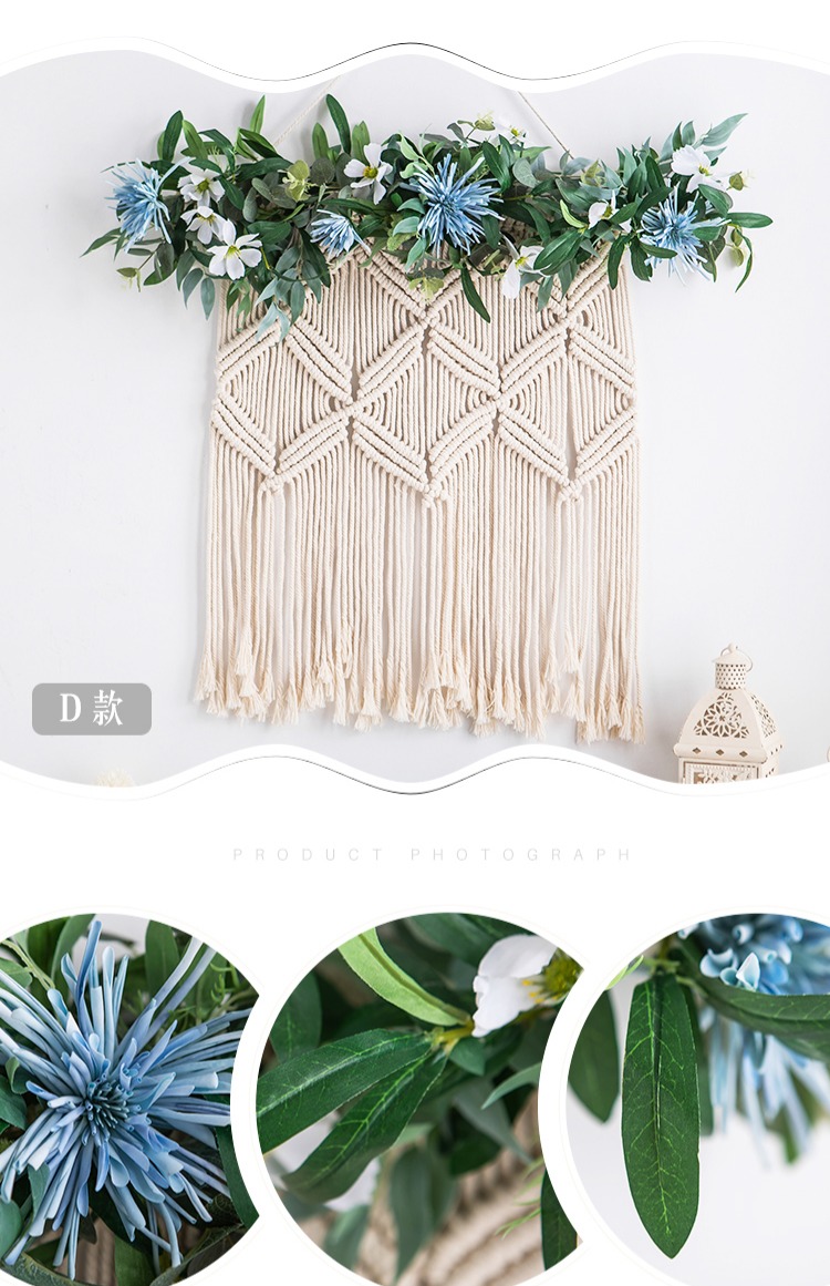 Tấm thảm dệt thủ công theo phong cách Bắc Âu hoa nhân tạo trang trí tường hộp điện để chặn tấm thảm Bohemian thảm treo tường thổ cẩm
