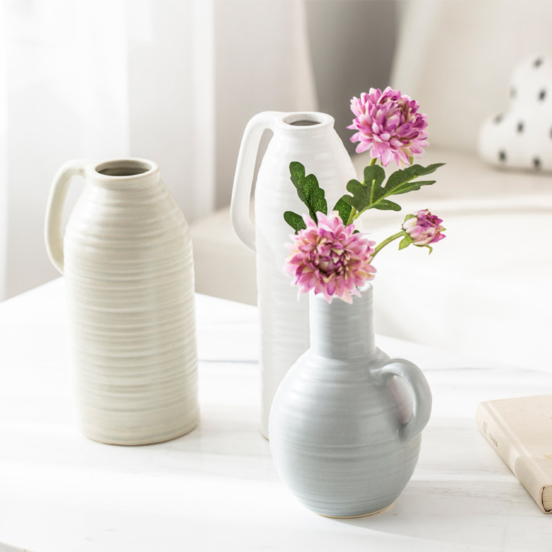 Ceramic vase milk jug Nordic wind minimalist around home Decorative Pendulum dried flower emulated floral flower arrangement Living room Tea Table Furnishing