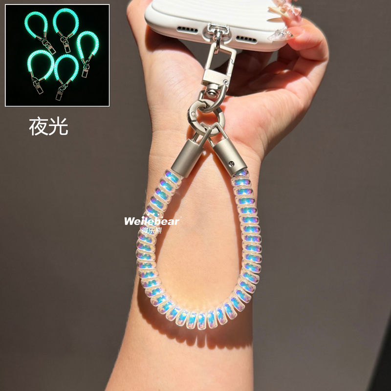 Colorful Laser Luminous Mobile Phone Lanyard Spring Phone Cord Chain Portable Anti-Lost Wrist Strap Key Chain Colorful Laser Luminous Mobile Phone Lanyard Spring Phone Cord Chain Portable Anti-Lost Wrist Strap Key Chain