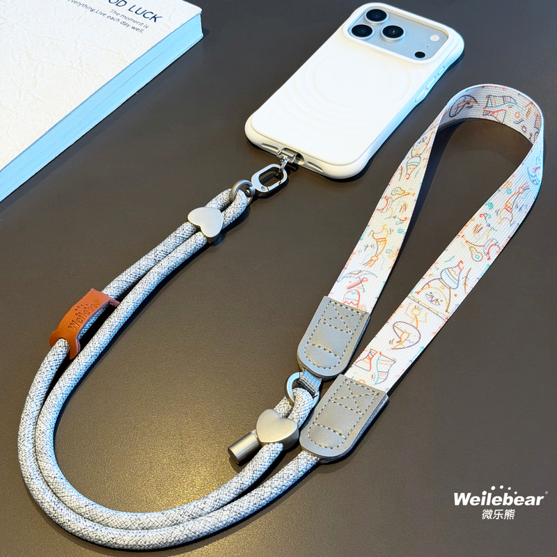 New Heart-Shaped Buckle Phone Lanyard, Wide Version, Adjustable Shoulder Strap, Crossbody Chain, High-End Printed Versatile Phone Strap New Heart-Shaped Buckle Phone Lanyard, Wide Version, Adjustable Shoulder Strap, Crossbody Chain, High-End Printed Versatile Phone Strap