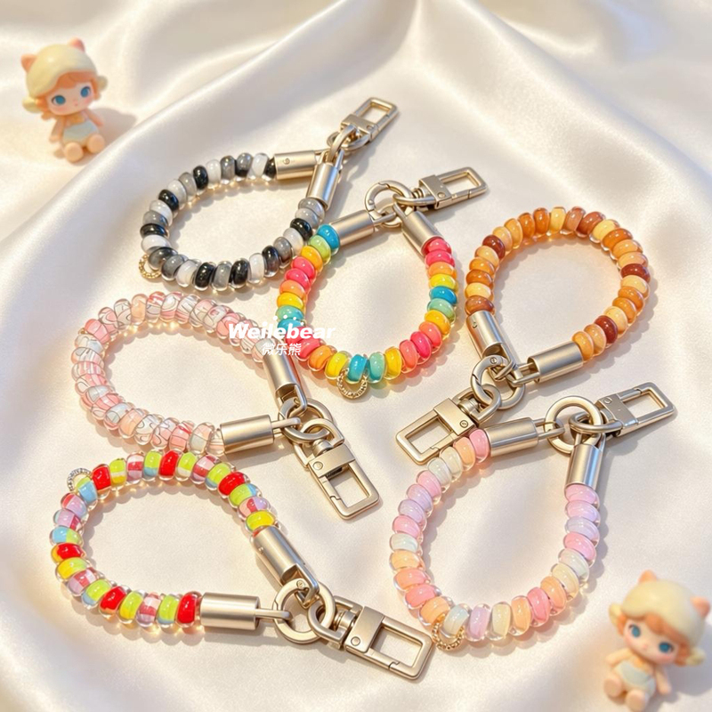 High Elasticity ins Dopamine-Colored Phone Chain Lanyard Anti-Lost Phone Cord Keychain Pendant Versatile Wrist Strap Chain