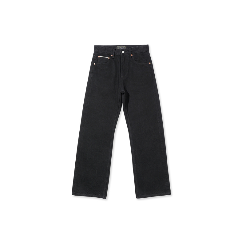 Divisionstore* Custom-Woven Silver Selvedge Slimfit Tailored Double-Dyed Black Flared Jeans Divisionstore* Custom-Woven Silver Selvedge Slimfit Tailored Double-Dyed Black Flared Jeans