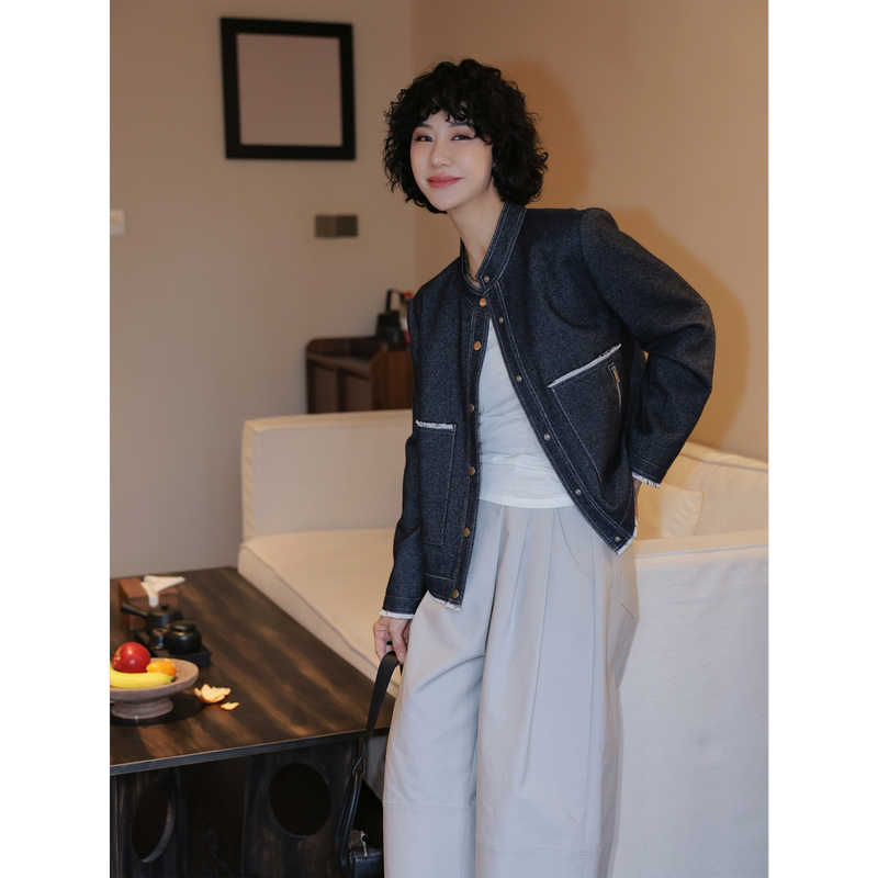 Tt Designer [Blue Pine Bird] Old Money Style Early Spring Exquisite Wool Coat 2026 New Unique and Beautiful Jacket