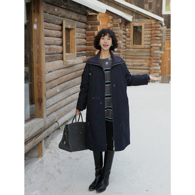 Clearance Sale Tt Designer [Celadon Cup] Long Knitted Lapel Goose down Jacket Winter Warm down Coat