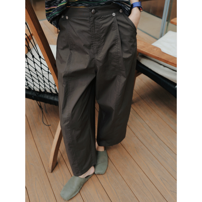 Tt Designer [Green Belt Jungle] 100% Combed Cotton Custom-Dyed Wide-Leg Cargo Pants Casual Versatile Army Green Trousers