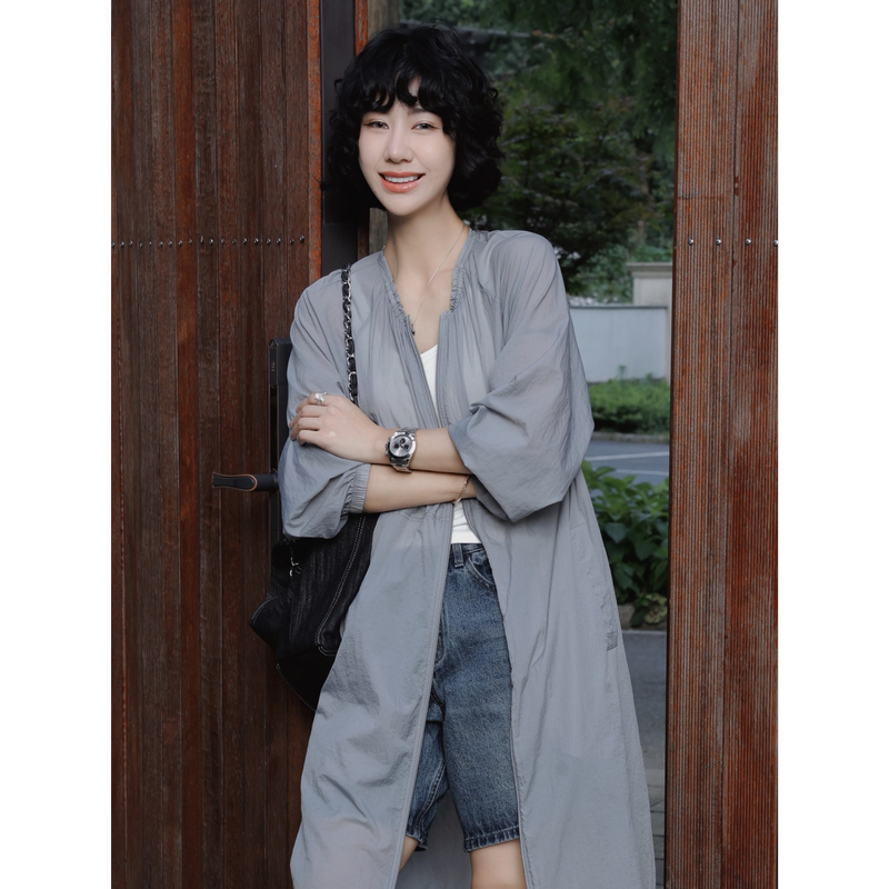Tt Designer [Paris Illustrated] Breathable, Cool and Lightweight Sun Protection Long Skirt, Summer Outdoor Long Sun Protection Jacket