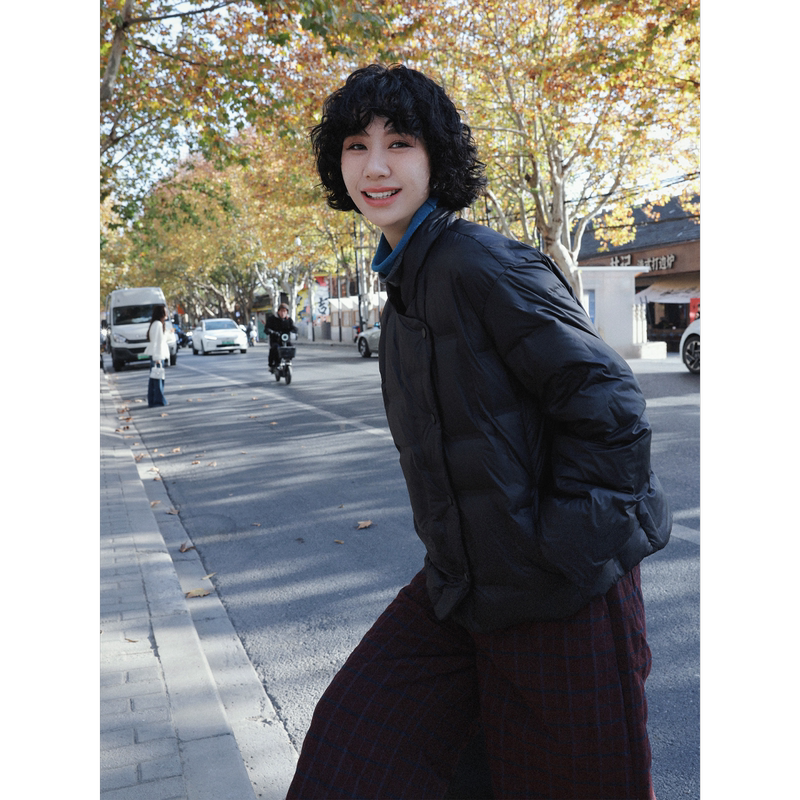 Clearance Sale Tt Designer [Snowy Night Party] Stand Collar Asymmetrical Placket Short Goose down Jacket for Petite Sizes
