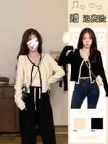 Small Scent Wind Long Sleeve Knitted Cardigan Jacket Womens Clothing Spring Design Sensation Slim Short And Harnesses Small Kan Shoulder Two-piece Set