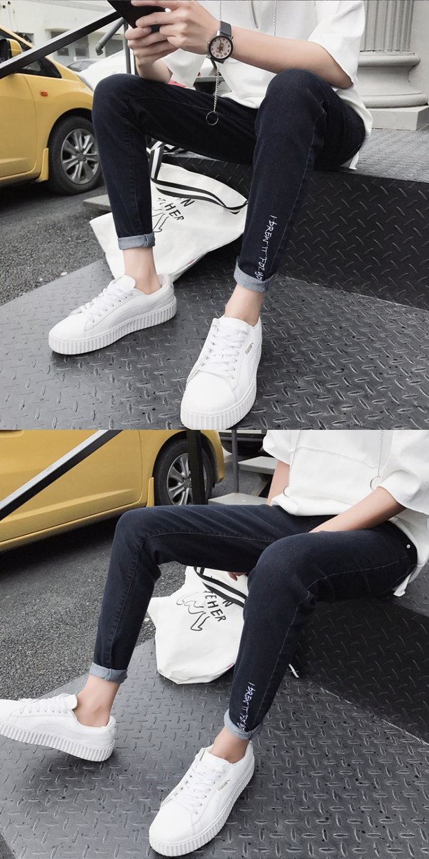 Quần jeans nam mùa hè Phiên bản mỏng của Hàn Quốc phong cách vintage nam