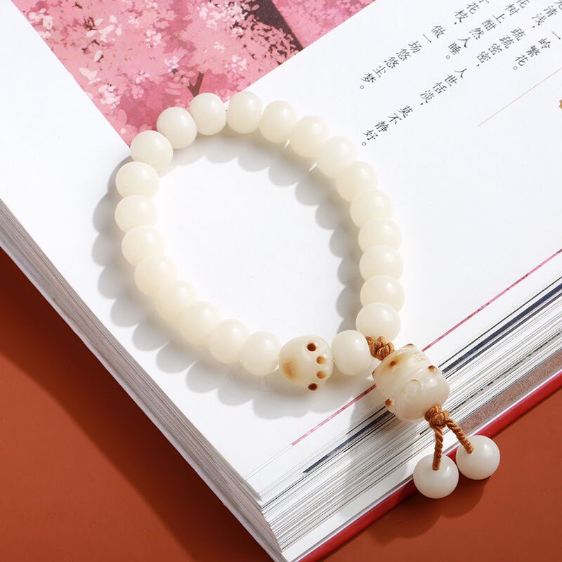 Charcoal Burning Cat Paws Bodice Bracelet to play between men and women Pure Natural White Jade Retro Tricks Cat New Chinese Style Handstring-Taobao