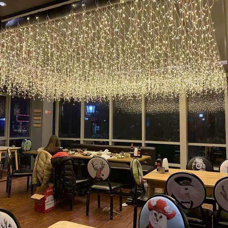 LED Festoons Flashing Lights string full of Star Ice Lights Decorative Christmas Light Stars Waterproof Outdoor New Year Curtains Light