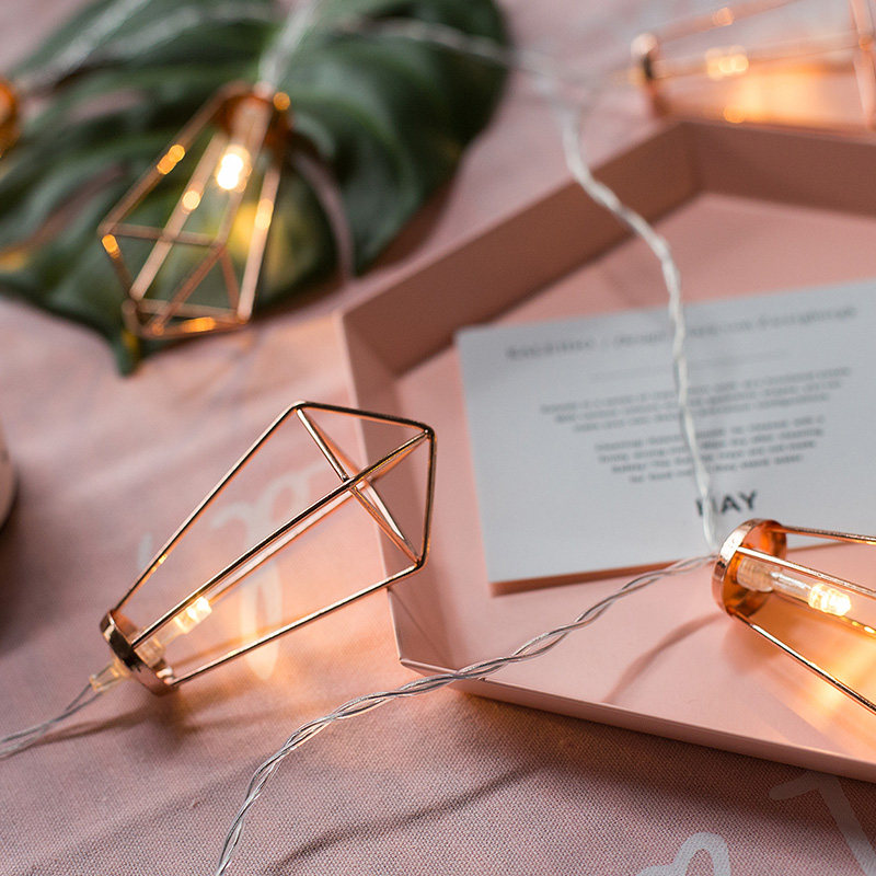 Rose gold diamond water drop LED battery color light flash light string girl heart outdoor romantic decorative light