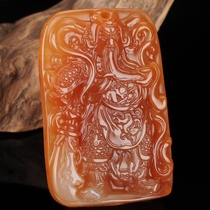 Natural Yunnan Huanglong Jade God of Wealth Guan Gong Pendant Pendant Men and Women Loyalty Guan Gong Jade Pendant Necklace