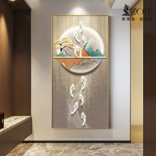 Jiuyu Picture Entrough Decorative Painting Вертикальная версия ландшафта светодиодного фонаря, роспись для оленей Waterfu New китайский проход в стиле коридора висящая живопись
