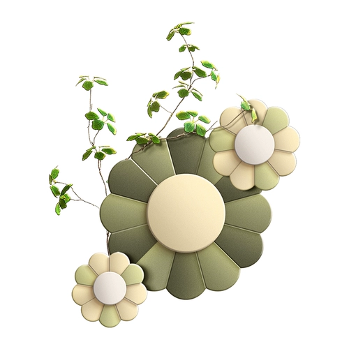 Зеленый цветочный кремовый стиль, украшение для ресторана, роспись, настенная креативная подвеска для гостиной, трехмерная ниша из песчаника, художественная подвесная картина