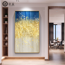 Modern Light Luxury Fortune Tree Entrance Painting Minimalist Vertical Large Hallway Mural Gold Abstract Staircase Hanging Painting