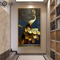 Entrance Gate Decorative Painting Peacock Vertical Aisle Modern Simple Hanging Painting Light Luxury Large Vertical Living Room Wall Decor