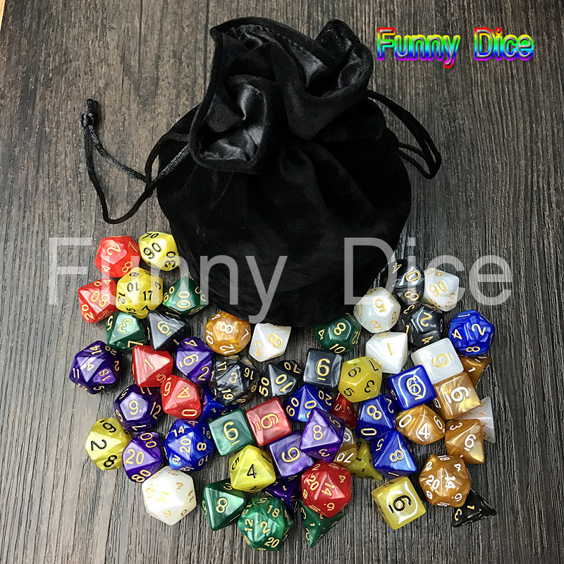 Teaching dice bag golden number color multi-sided dice set game dnd dice set 