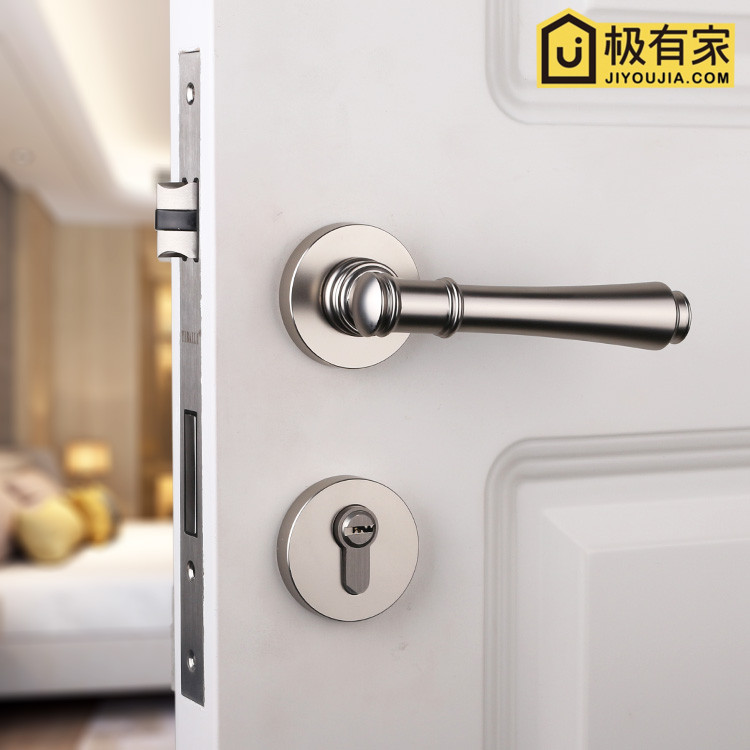 Ythyme Door Lock Brief Eu Gold Color Door Lock American Black Indoor Bedroom Solid Wood Room Door Lock Mute Two-piece Lock