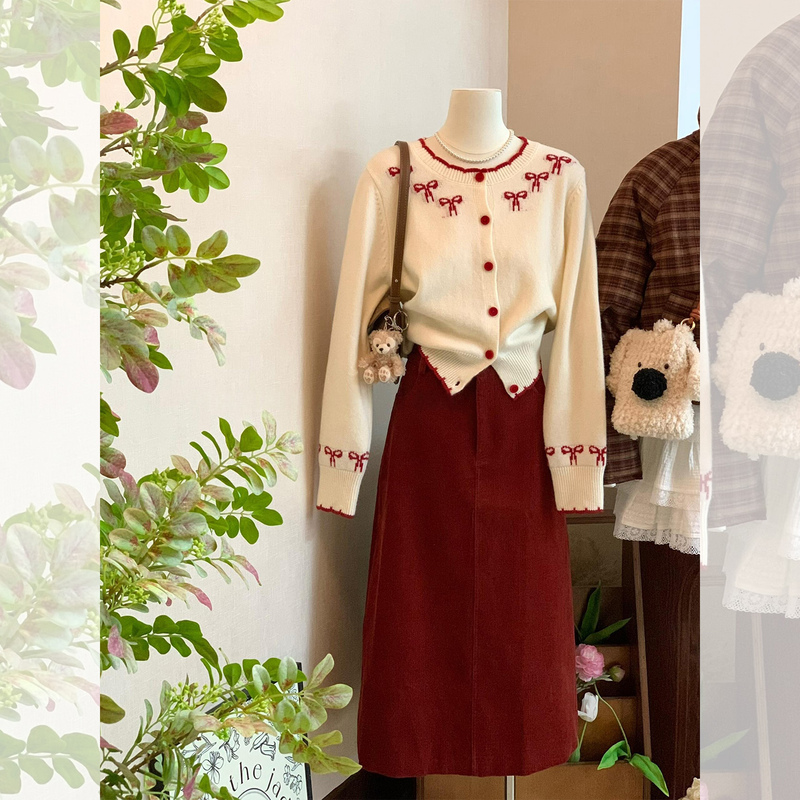 Christmas Red Sweater Dress, Chanel-Style Suit for Women, Early Winter, Autumn and Winter Outfit, a Complete Set with a High-End Feel