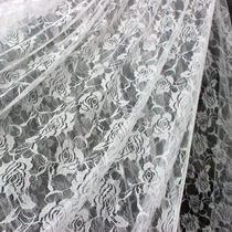 Wedding white lace fabric Gauze curtain background decoration Wedding welcome area layout Gauze curtain mesh elastic lace cloth